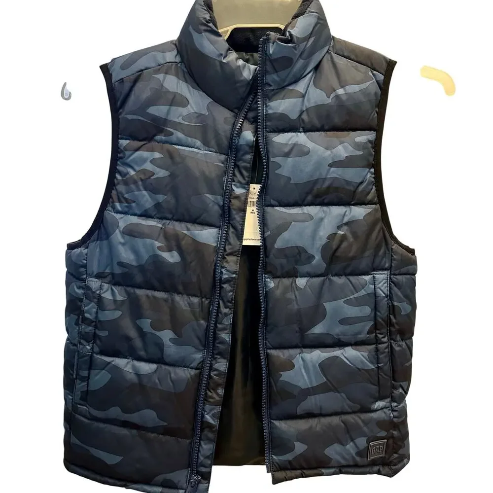 GAP Camo Puffer Vest Jacket Medium Boys NWT